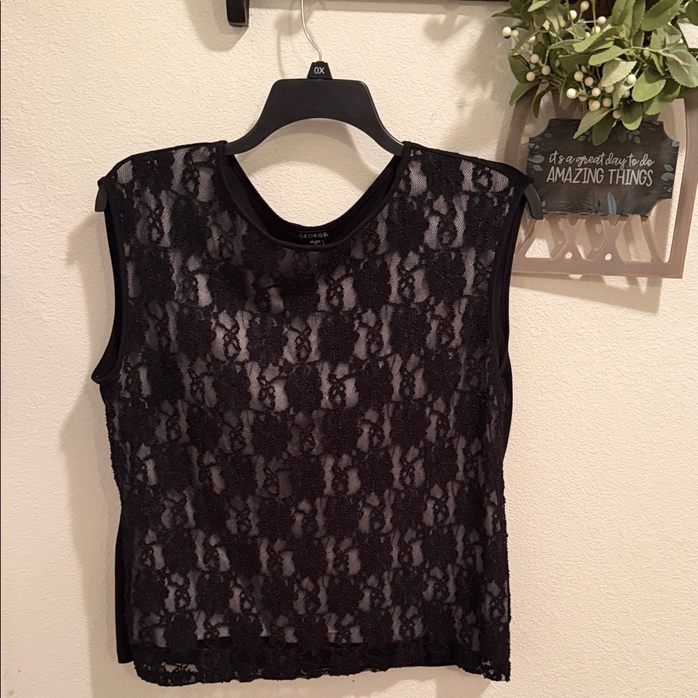 Black Lace Blouse, 2X